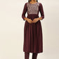 Casual Kurti Muslin Purple Embroidered Kurtis