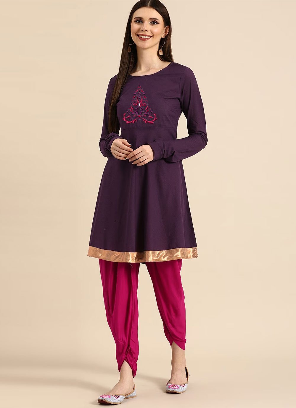 Casual Kurti Rayon Purple Embroidered Kurtis