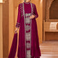 Gown Georgette Purple Embroidered Gown