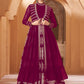 Gown Georgette Purple Embroidered Gown