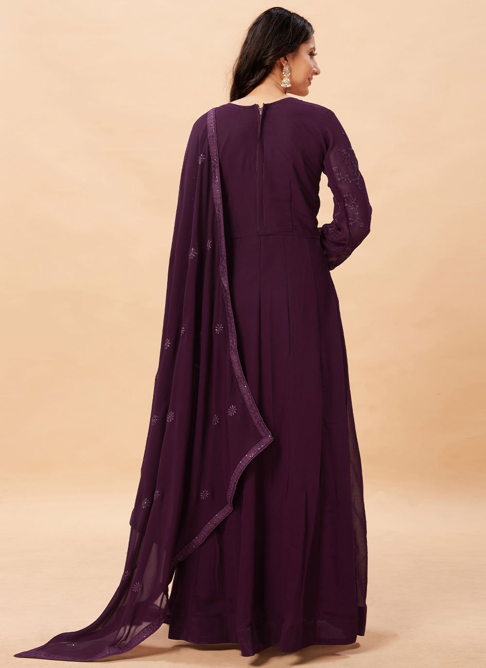 Salwar Suit Georgette Purple Embroidered Salwar Kameez