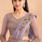 Lehenga Style Saree Silk Purple Embroidered Saree