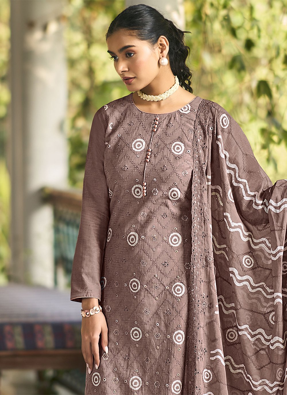 Straight Salwar Suit Cotton Purple Embroidered Salwar Kameez