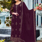 Salwar Suit Faux Georgette Purple Embroidered Salwar Kameez