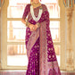 Classic Silk Purple Foil Print Saree