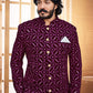 Jodhpuri Suit Velvet Purple Embroidered Mens