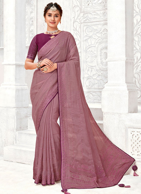 Classic Polyester Purple Digital Print Saree