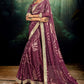 Classic Jacquard Rangoli Purple Fancy Work Saree