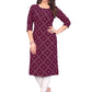 Designer Kurti Faux Crepe Purple Print Kurtis