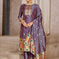 Salwar Suit Tafeta Silk Purple Jacquard Work Salwar Kameez