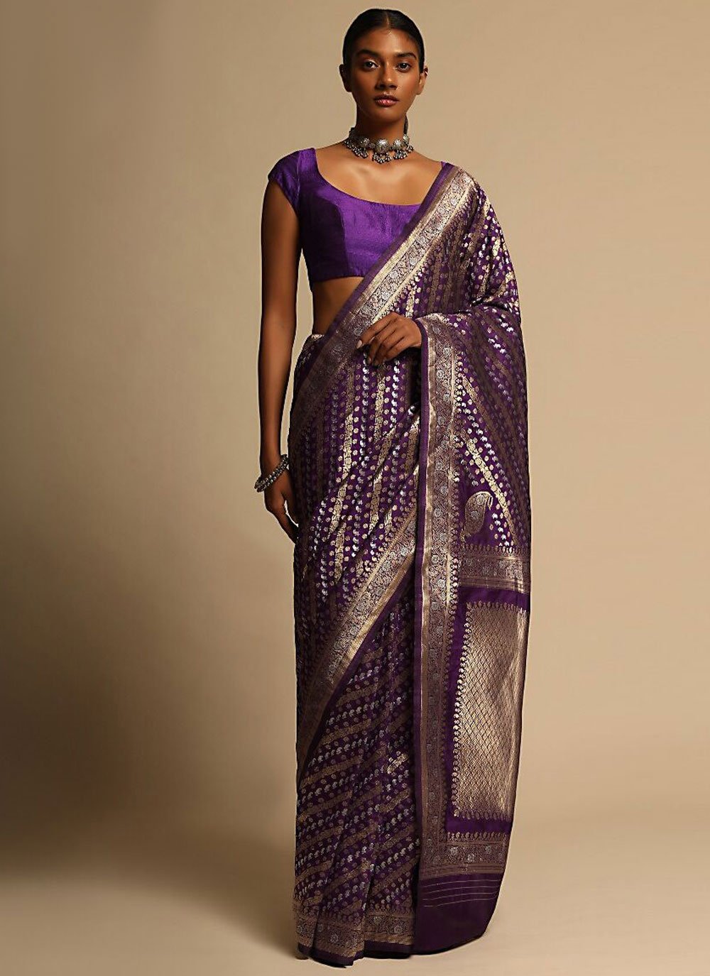 Trendy Saree Art Banarasi Silk Purple Woven Saree