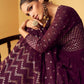 Anarkali Suit Georgette Purple Embroidered Salwar Kameez