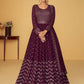 Anarkali Suit Georgette Purple Embroidered Salwar Kameez