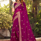 Classic Georgette Purple Embroidered Saree