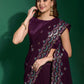 Trendy Saree Georgette Purple Embroidered Saree