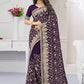 Trendy Saree Georgette Purple Diamond Saree