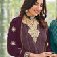 Palazzo Salwar Suit Georgette Purple Embroidered Salwar Kameez