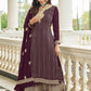 Palazzo Salwar Suit Georgette Purple Embroidered Salwar Kameez