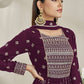 Palazzo Salwar Suit Georgette Purple Embroidered Salwar Kameez