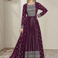 Palazzo Salwar Suit Georgette Purple Embroidered Salwar Kameez