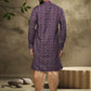 Dhoti Kurta Handloom Cotton Purple Digital Print Mens