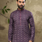 Dhoti Kurta Handloom Cotton Purple Digital Print Mens