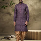 Dhoti Kurta Handloom Cotton Purple Digital Print Mens