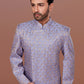 Indo Western Jacquard Purple Fancy Work Mens