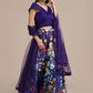 A Line Lehenga Jacquard Purple Floral Patch Lehenga Choli