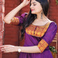 Gown Silk Purple Jacquard Work Gown