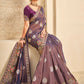 Classic Khadi Silk Purple Embroidered Saree