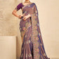 Classic Khadi Silk Purple Embroidered Saree