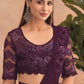 Lehenga Style Saree Net Purple Embroidered Saree