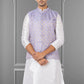 Nehru Jackets Linen Silk Purple Embroidered Mens