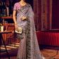 Classic Imported Lycra Purple Embroidered Saree