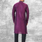 Kurta Pyjama Brocade Jacquard Silk Purple Fancy Work Mens