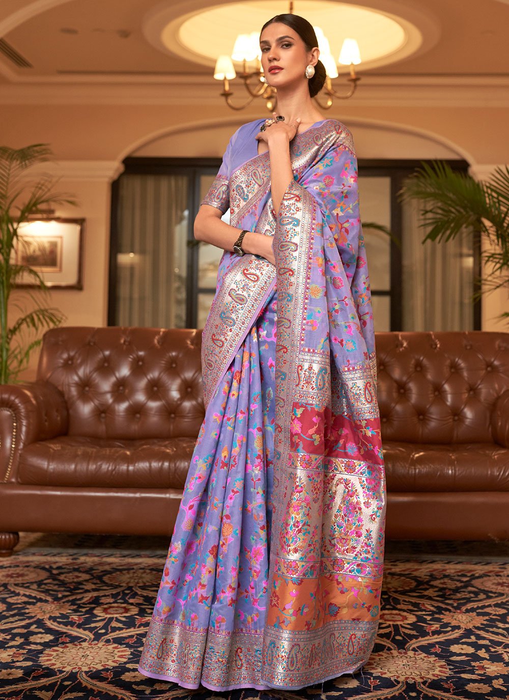 Trendy Saree Handloom Silk Purple Weaving Saree