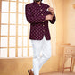 Jodhpuri Suit Velvet Purple Embroidered Mens