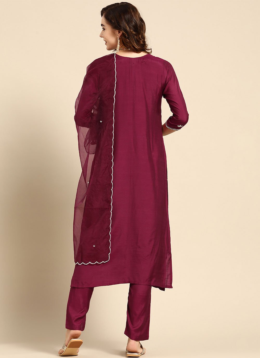 Salwar Suit Muslin Purple Embroidered Salwar Kameez