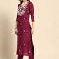 Salwar Suit Muslin Purple Embroidered Salwar Kameez