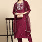 Salwar Suit Muslin Purple Embroidered Salwar Kameez