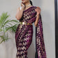 Contemporary Net Purple Foil Print Saree