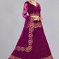 A Line Lehenga Net Purple Embroidered Lehenga Choli