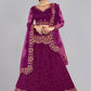 A Line Lehenga Net Purple Embroidered Lehenga Choli