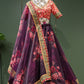 A Line Lehenga Organza Purple Embroidered Lehenga Choli