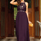 Gown Georgette Purple Embroidered Gown