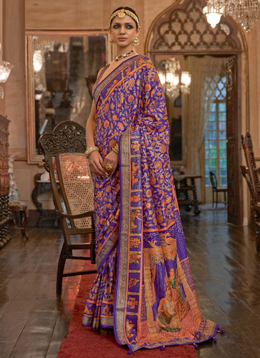 Classic Patola Silk Purple Weaving Saree