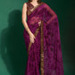 Trendy Saree Chiffon Purple Patch Border Saree