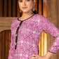 Straight Salwar Suit Cotton Purple Print Salwar Kameez