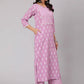 Palazzo Salwar Suit Cotton Purple Print Salwar Kameez